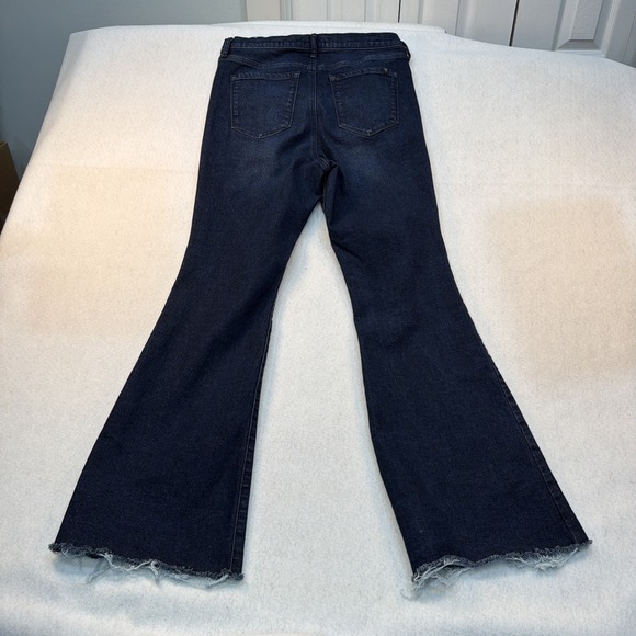 Jessica Simpson Daisy Flare Blue Denim Jeans Womens Size 12 Stretch Raw Hem Y2K - Picture 16 of 16